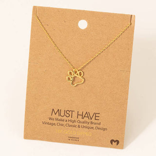 Gold Dipped Wire Paw Pendant Necklace -