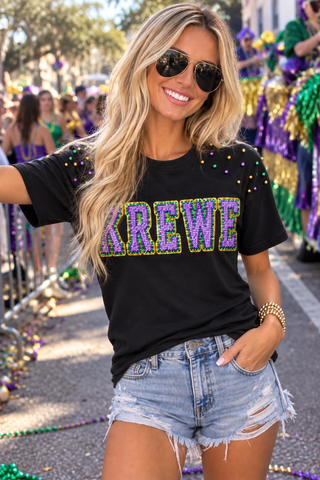 Mardi Gras Krewe Sequin T-Shirt with Pearls