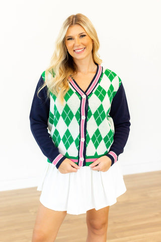 Argyle Cardigan Sweater -