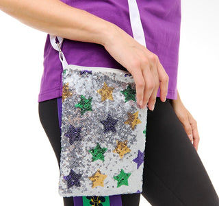 Mardi Gras sequin phone bag 