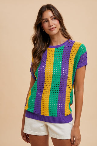 Mardi Gras Knit Striped Top