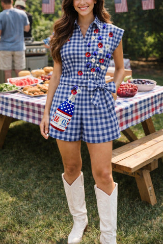 Sequin Champagne 4th of July Romper