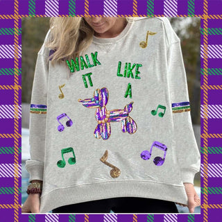 Mardi Gras Walk it Like a Dog Sequin Sweatshirt