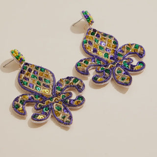 Mardi Gras Fleur De Lis Earrings