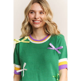 Mardi Gras Striped Trim top -