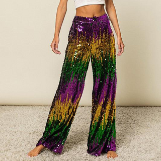 Mardi Gras Sequin wide leg Pants 