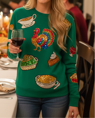 Sequin Thanksgiving Turkey Sweatshirt