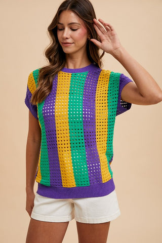 Mardi Gras Knit Striped Top