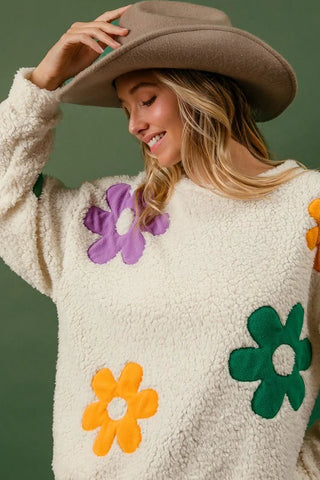 Mardi Gras Flower Sweater