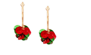 Red and Green Christmas Confetti Earring 