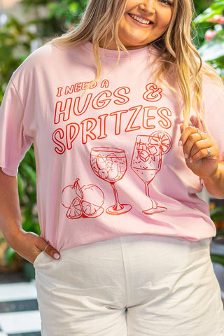 Hugs & Spritz On Pink Relaxed Fit Tee