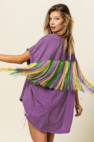 Mardi Gras Sequin Fringe Shirt