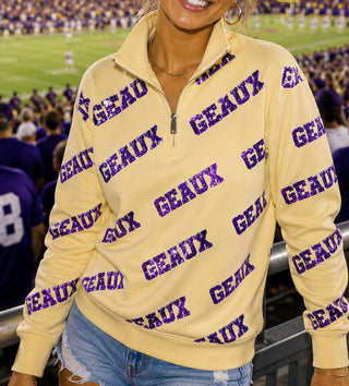 Geaux Sequin Quarter Zip SweatShirt