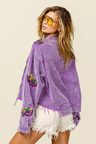 Sequin patch Mardi Gras Jacket