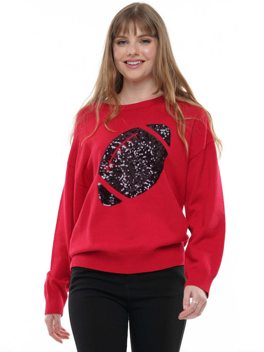 red and black sequin football top