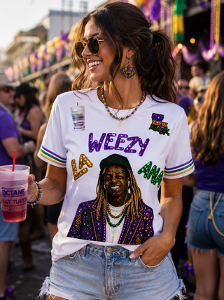 Mardi Gras La Weezy Ana Sequin T-Shirt