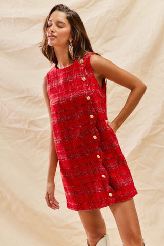 Tweed Holiday Plaid Mini Dress -