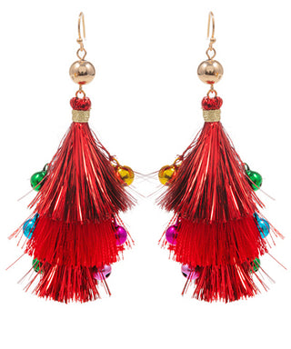 Metallic Christmas Tinsel Earrings 