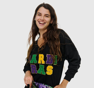 Mardi Gras Chenille Patch Shirt