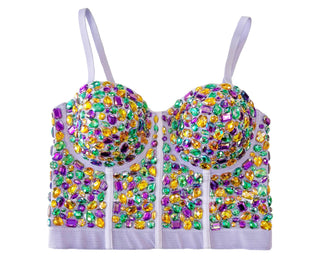 Rhinestone Bustier - Lavender Mardi Gras 