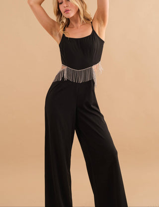 rhinestone jumpsuit black