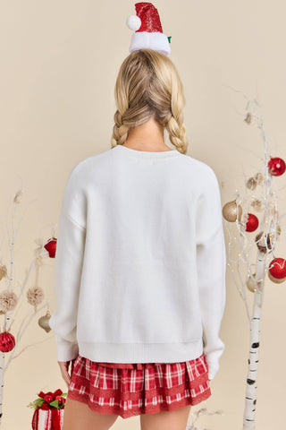 Festive Holiday Falala Embroidered Sweater