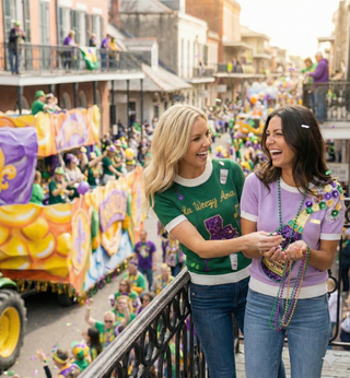 La Weezy Ana Mardi Gras Sequin Short Sleeve Top -