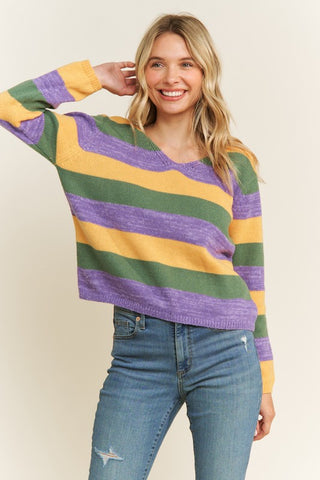 Mardi Gras Stripe Sweater