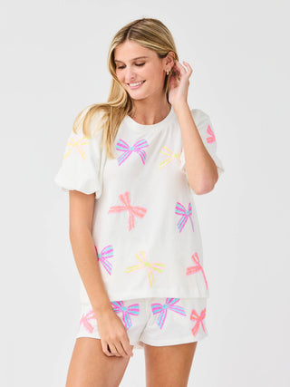 Sequin Bow Shorts Set