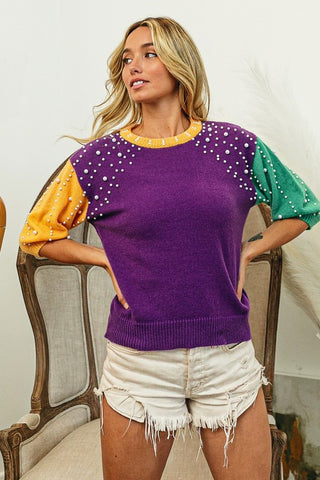 Pearl Mardi Gras Sweater