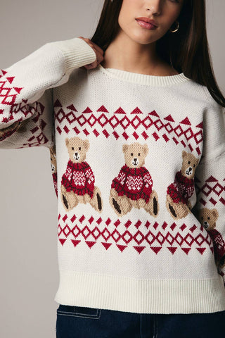 White christmas sweater with teddy bears