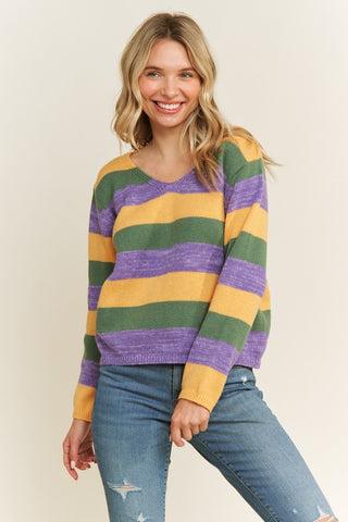 Mardi Gras Stripe Sweater