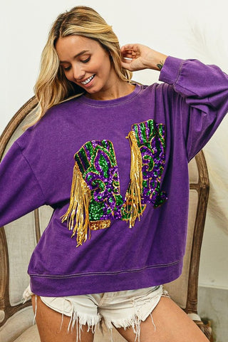 Fringe Boots Mardi Gras Pullover