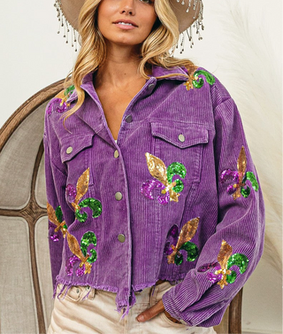 Sequin patch Mardi Gras Jacket