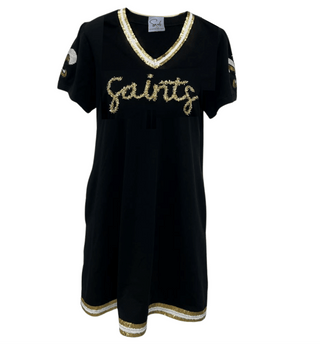 New Orleans Saints Black & Gold Glitter Script Tinsel Dress XS New Orleans Saints Black & Gold Glitter Script Tinsel Dress XS