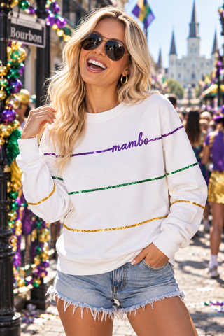 Mardi Gras Sisters Sequin Sweatshirt