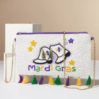 Mardi Gras Boots Beaded Clutch Bag 