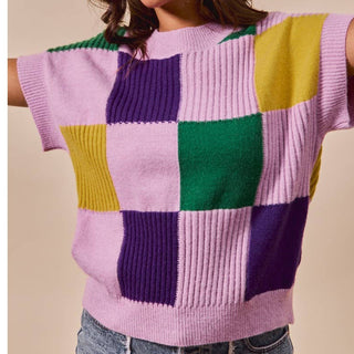 Mardi Gras checkered top 