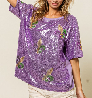 Mardi Gras Purple Sequin Top