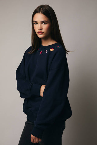 Crew Neck Long Sleeve Christmas Charms Sweatshirt