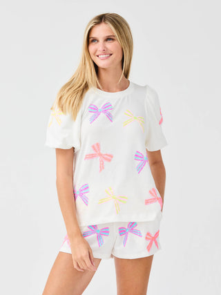 Sequin Bow Shorts Set