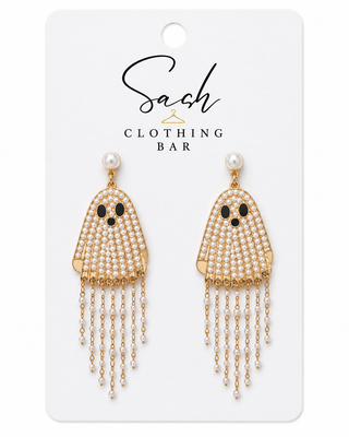 Ghost Fringe Halloween Earrings