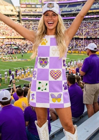 LSU sequin patch dress