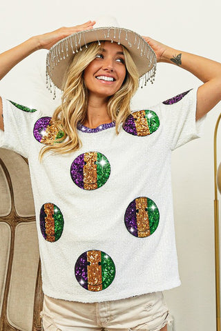 Mardi Gras Sequin Smiley Top