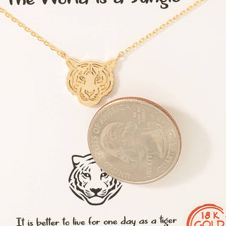 Gold Dipped Tiger Head Pendant Necklace -