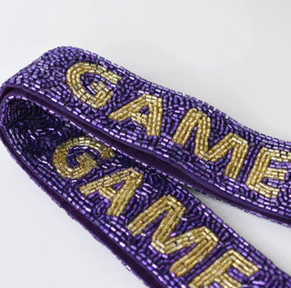 Purple & Gold beaded Purse Strap
