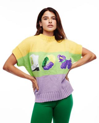 Mardi Gras icon Sequin Sweater Top