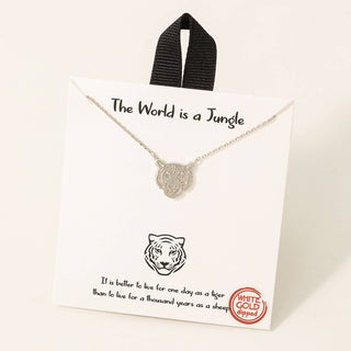 Gold Dipped Tiger Head Pendant Necklace -