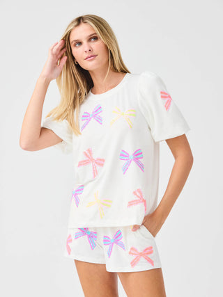 Sequin Bow Shorts Set