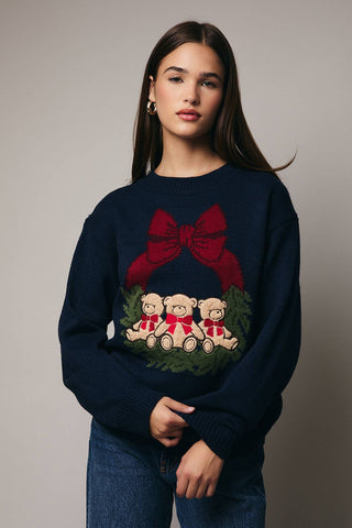 Christmas Teddy Bear Wreath Sweater
